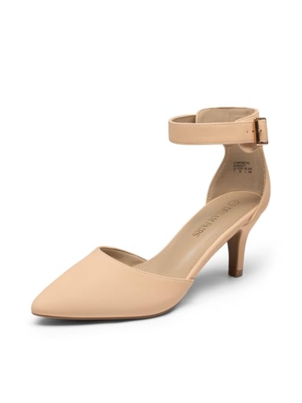 Women's Low Heel Dress Pumps Kitten Heels Faux Suede Pointed Toe Ankle Strap